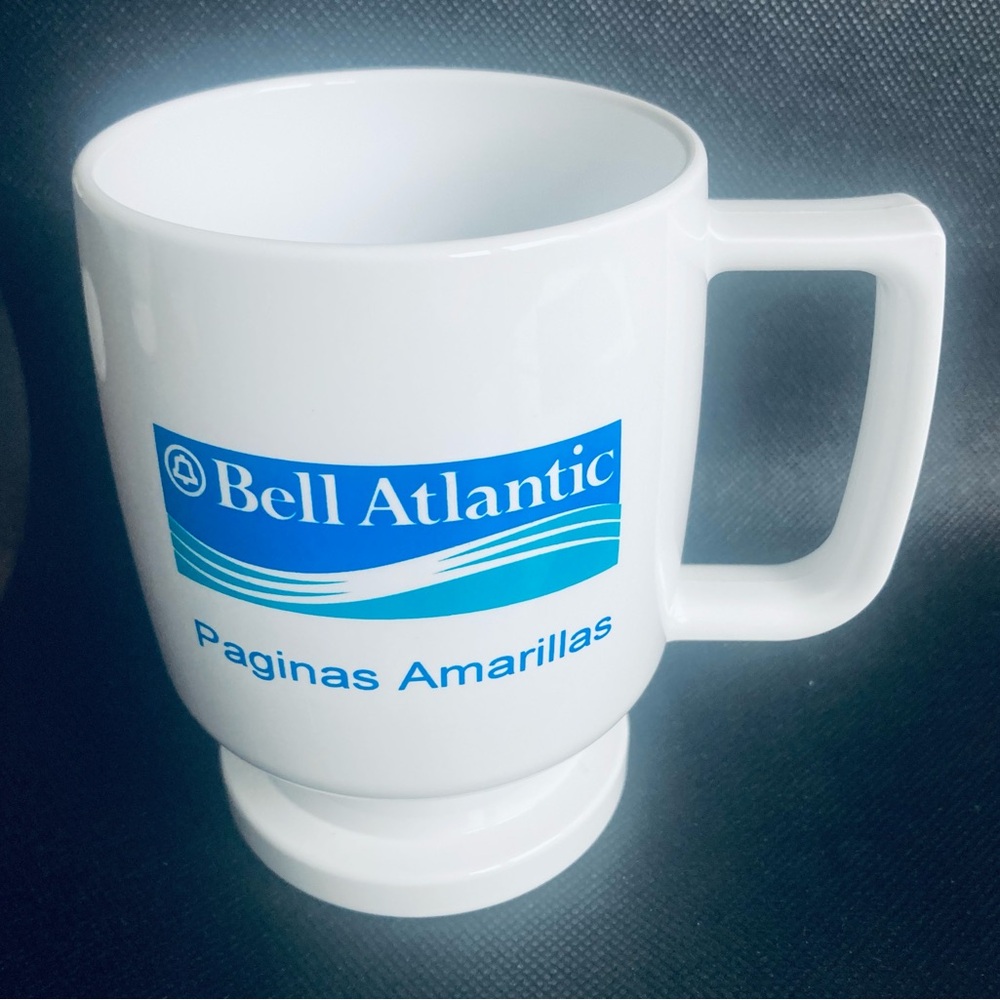 Vtg Bell Atlantic Spanish Yellow Pages Paginas Amarillas Melamine Coffee Mug NOS